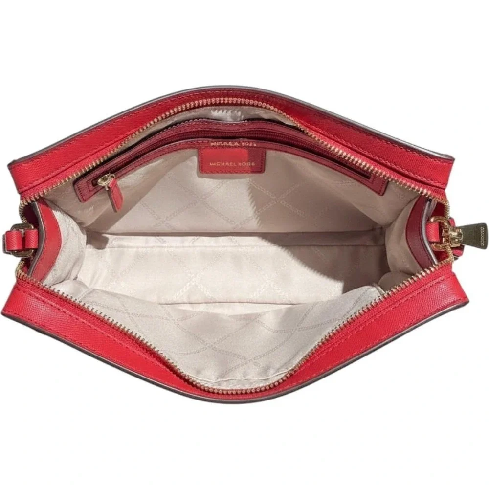Crossbody Bag Michael Kors Jet Set Large Clutch Red Saffiano‎ Leather Wallet